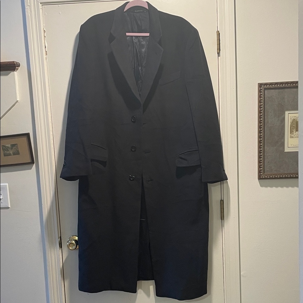 Armani Collezioni Black 3 Button Pocket Long Overcoat